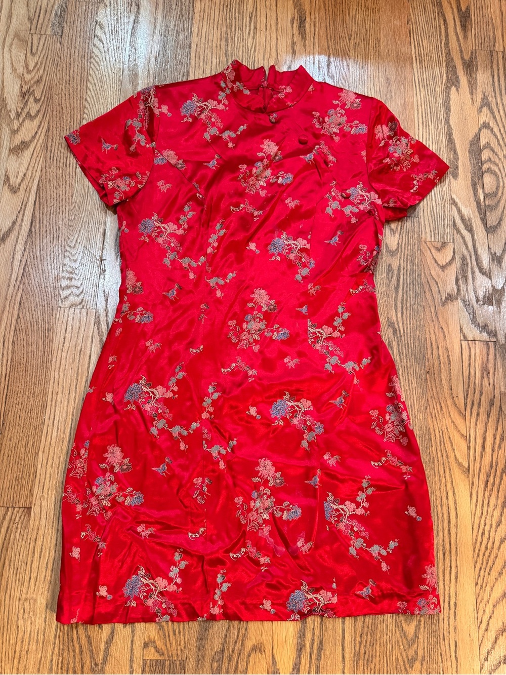 All that Jazz Red Satin Floral Mini Dress